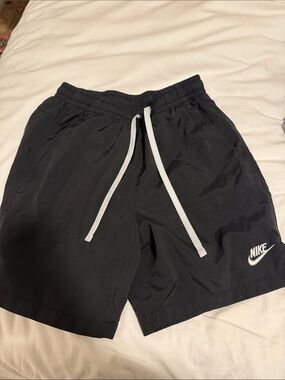 Nike Black Athletic Swim Shorts with White Drawcord